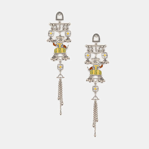 Maharaja Earrings in Oxidised 925 Silver