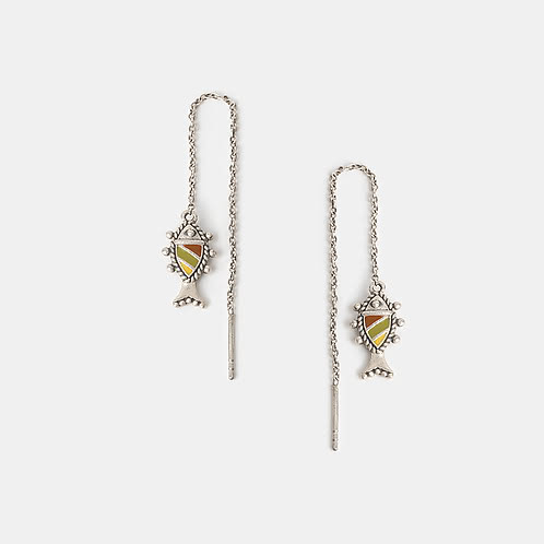 Meen Sui Dhaga Earrings in Oxidised 925 Silver