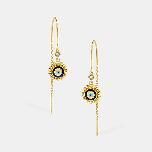 Urja Evil Eye Sui Dhaga Earrings in Gold Plated 925 Silver