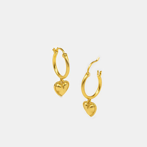 You and Your Signature Typos Heart Hoop Earrings in Gold Plated 925 Silver