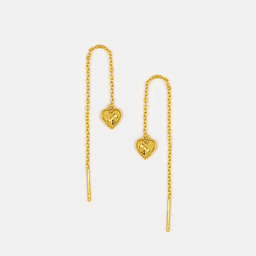 You and Your Untimely Yawns Heart Sui Dhaga Earrings in Gold Plated 925 Silver