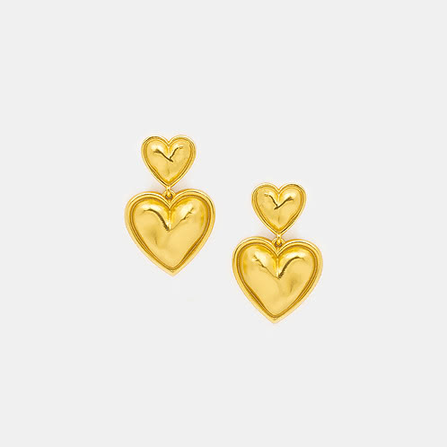 You and Your Clumsy Spills Heart Dangler Earrings in Gold Plated 925 Silver