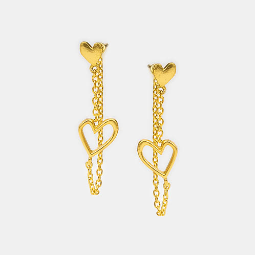 You and Your Off-tune Humming Heart Earrings in Gold Plated 925 Silver