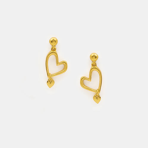 You and Your Unfiltered Reactions Heart Earrings in Gold Plated 925 Silver