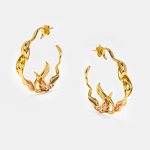 Forged by Sacrifice Hoop Earrings in Gold Plated 925 Silver