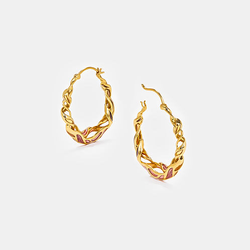 Forged by Barriers Hoop Earrings in Gold Plated 925 Silver