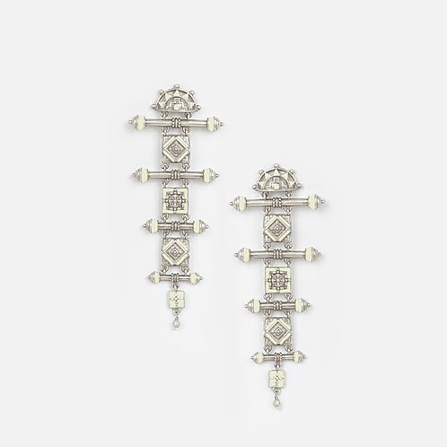 Chaukhdi Long Earrings in Oxidised 925 Silver