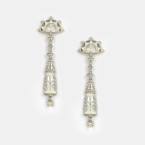 Patola Style Earrings in Oxidised 925 Silver