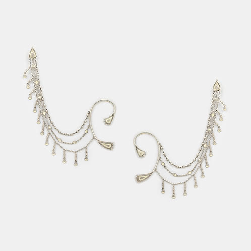 Mandapa Pillar Earcuffs in Oxidised 925 Silver