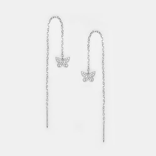 Fluttering Wings Butterfly Sui Dhaga Earrings in Rhodium Plated 925 Silver