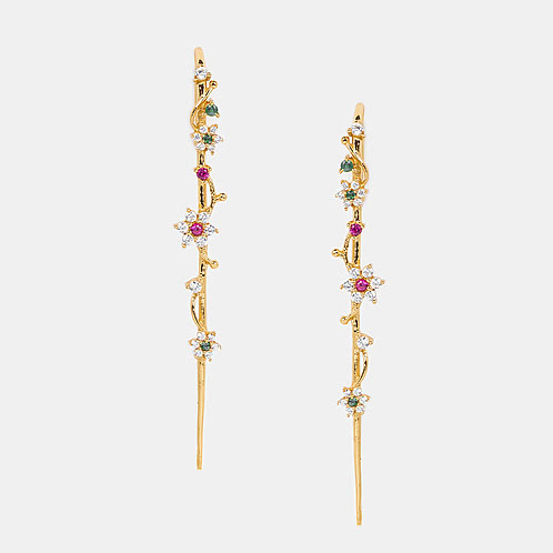 Drops of Nostalgia 7 Stone Earcuffs in Gold Plated 925 Silver