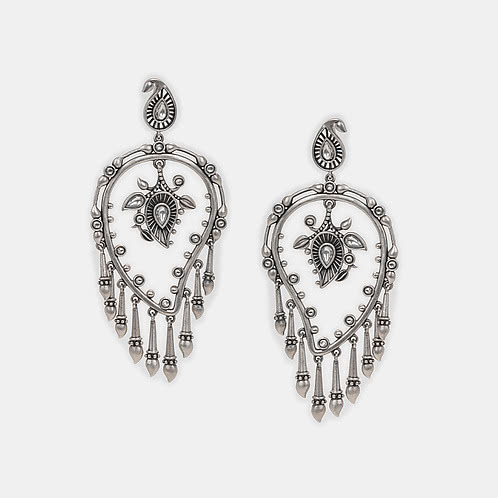 Dhol Taasha Earrings in 925 Oxidised Silver
