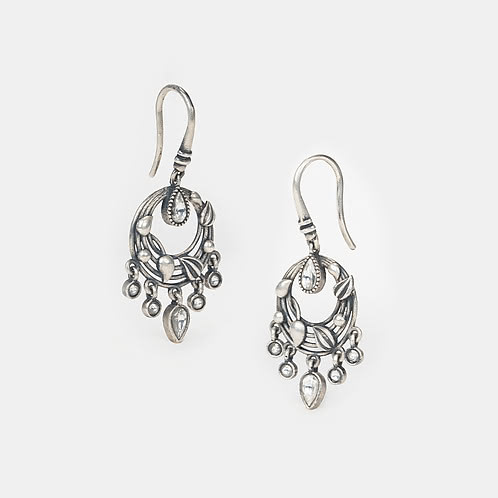 Jhoom Earrings in 925 Oxidised Silver