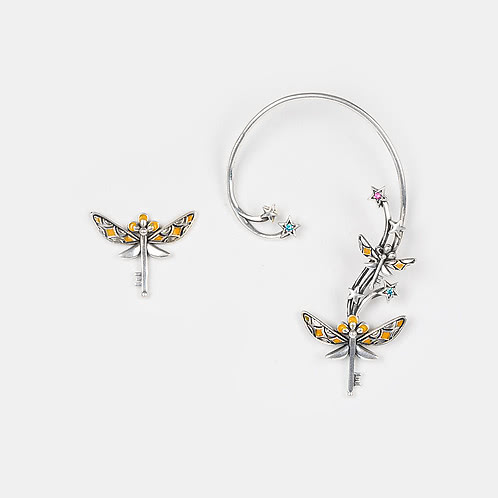 Winged Key Earcuff in 925 Silver