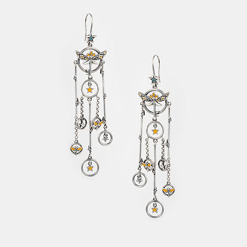 Winged Key Earrings in 925 Silver