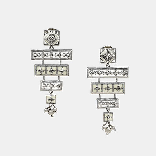 Sesayana Sculpture Earrings in Oxidised 925 Silver
