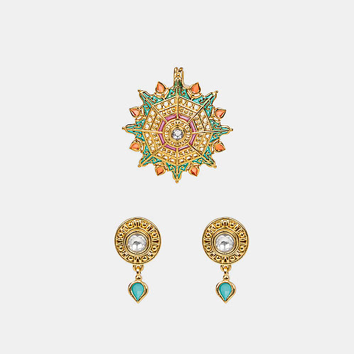 Mehendi Masti Mismatch Earclip in Gold Plated 925 Silver