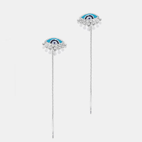 No Bad Vibes Evil Eye Earrings in 925 Silver