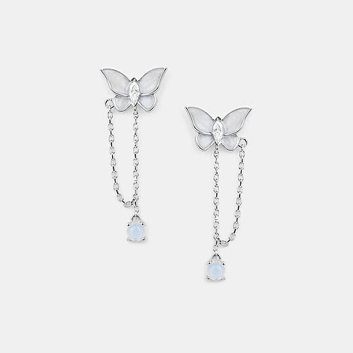 Vanessa Butterfly and Flower 925 Silver Earrings