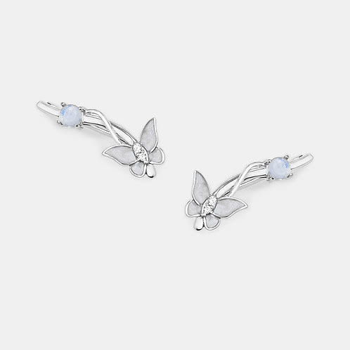 Mariposa Butterfly and Flower 925 Silver Earrings