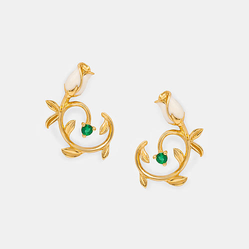 Meigui Rose Earrings Crafted in Gold Plated 925 Silver
