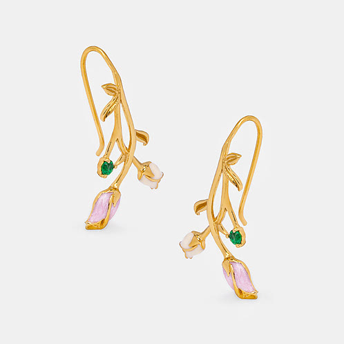 Gulab Rose Earrings Crafted in Gold Plated 925 Silver