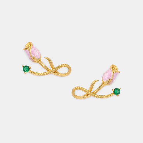 Rose Earrings Crafted in Gold Plated 925 Silver