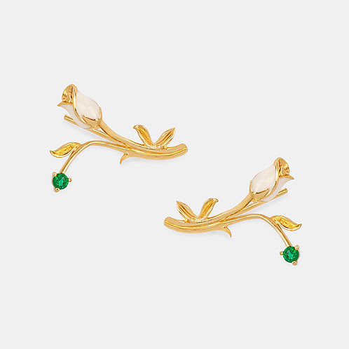 Sevti Rose Earrings Crafted in Gold Plated 925 Silver