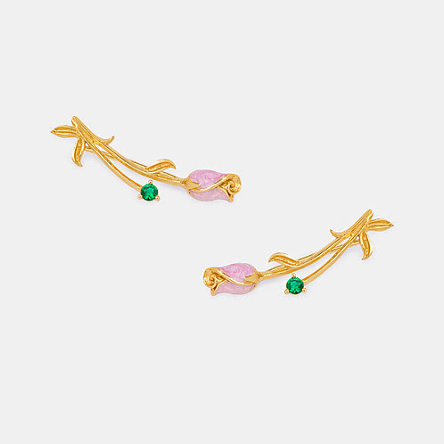Gulabo Rose Earrings Crafted in Gold Plated 925 Silver