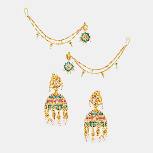 Sahiba Earrings In Gold Plated 925 Silver