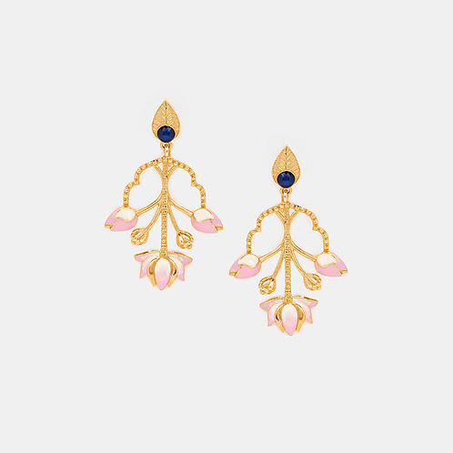 Nalini Karnaphool Earrings in Gold Plated 925 Silver