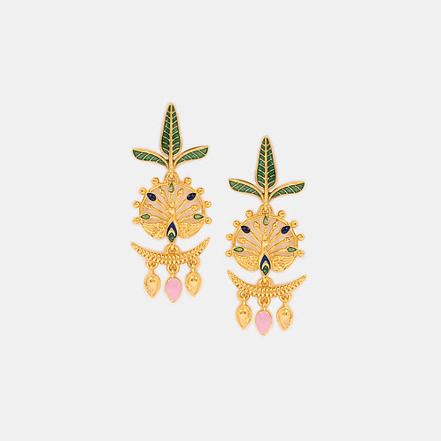 Mayura Chandbali Earrings in Gold Plated 925 Silver