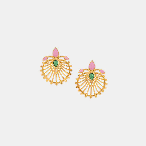Varnika Stud Earrings in Gold Plated 925 Silver