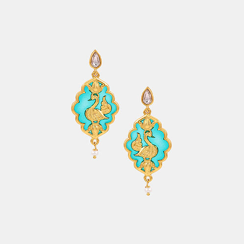 Shor Sharaba Earrings In Gold Plated 925 Silver