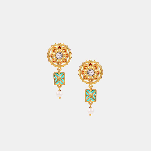 Agni Circle Earrings In Gold Plated 925 Silver