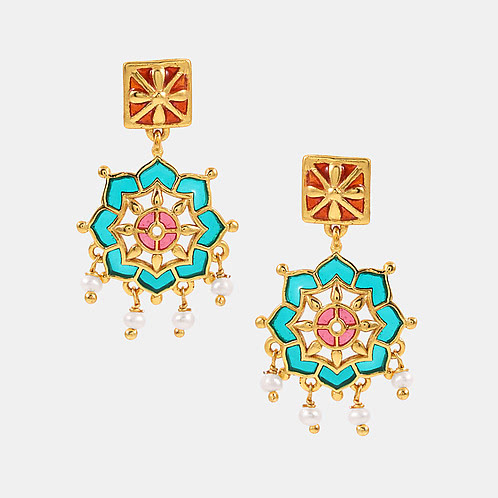 Vidaai Vintage Earrings In Gold Plated 925 Silver