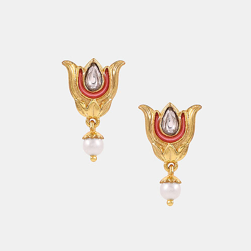 Havan Hymn Earrings In Gold Plated 925 Silver