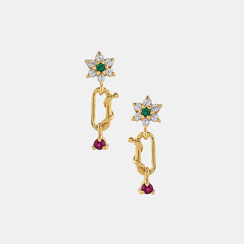 Link of Blossoms Earrings in Gold Plated 925 Silver