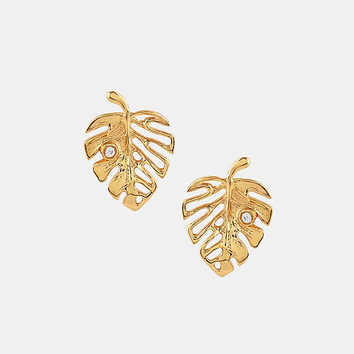 Prosperity Leaf Earrings in Gold Plated 925 Silver