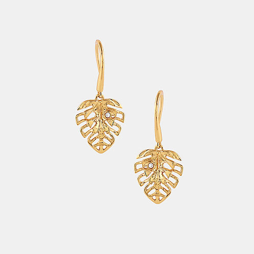 Fortune Leaf Earrings in Gold Plated 925 Silver
