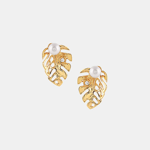 Flourish Leaf Earrings in Gold Plated 925 Silver