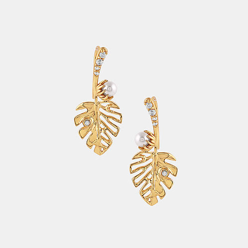 Ascent Leaf Earrings in Gold Plated Silver