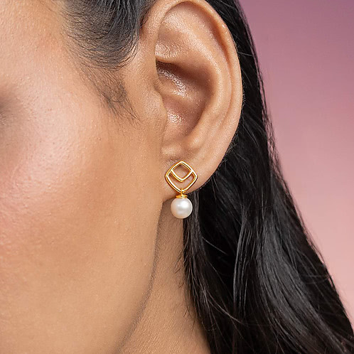 Chai Stop Earrings in Gold Plated 925 Silver