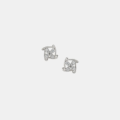 Cross Bloom Studs Earrings in 925 Silver