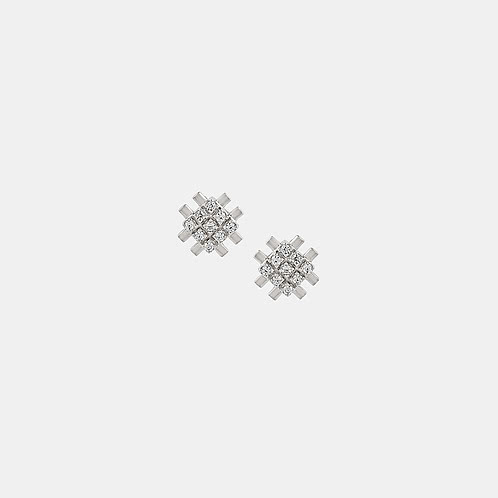 Grid Floret Studs Earrings in 925 Silver 925 Silver
