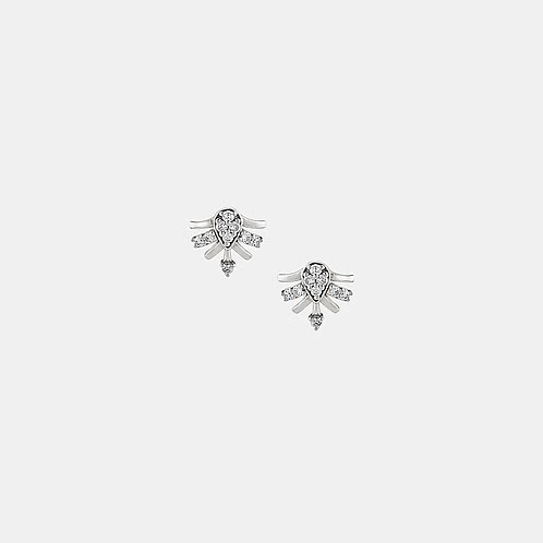 Flora Tiara Studs Earrings in 925 Silver 925 Silver