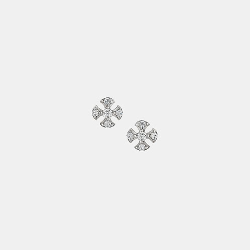 Floret Crescent Studs Earrings in 925 Silver 925 Silver