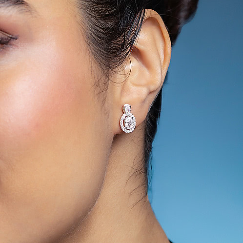Mosaic Halo Earrings in 925 Silver