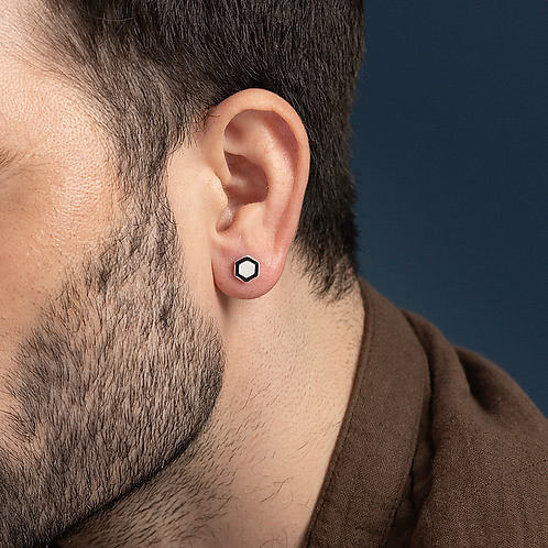 Hexa Edge Earrings  in 925 Silver
