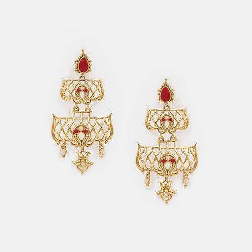 Yajnashala Earrings in Gold Plated 925 Silver